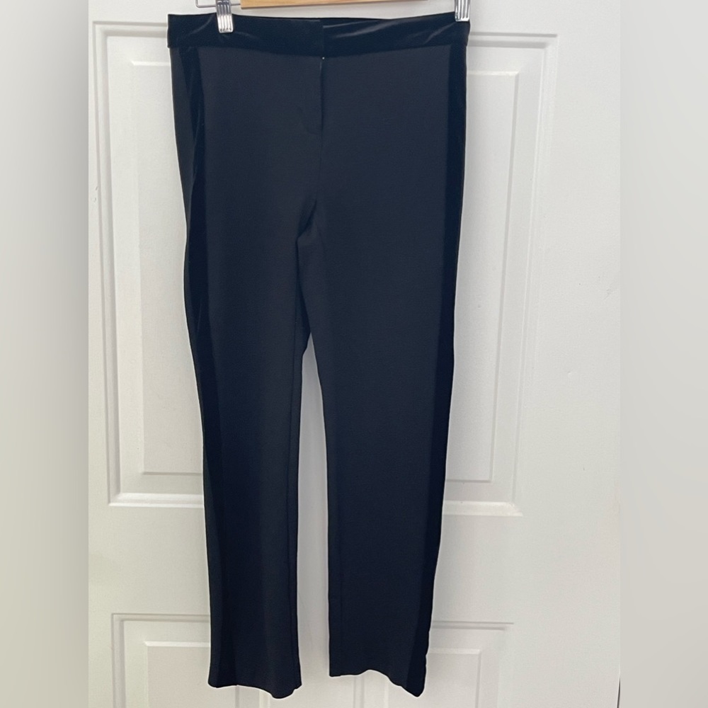 Adrienne Vittadini Womens Straight Leg Velour Tuxedo Striped Pant Size 4